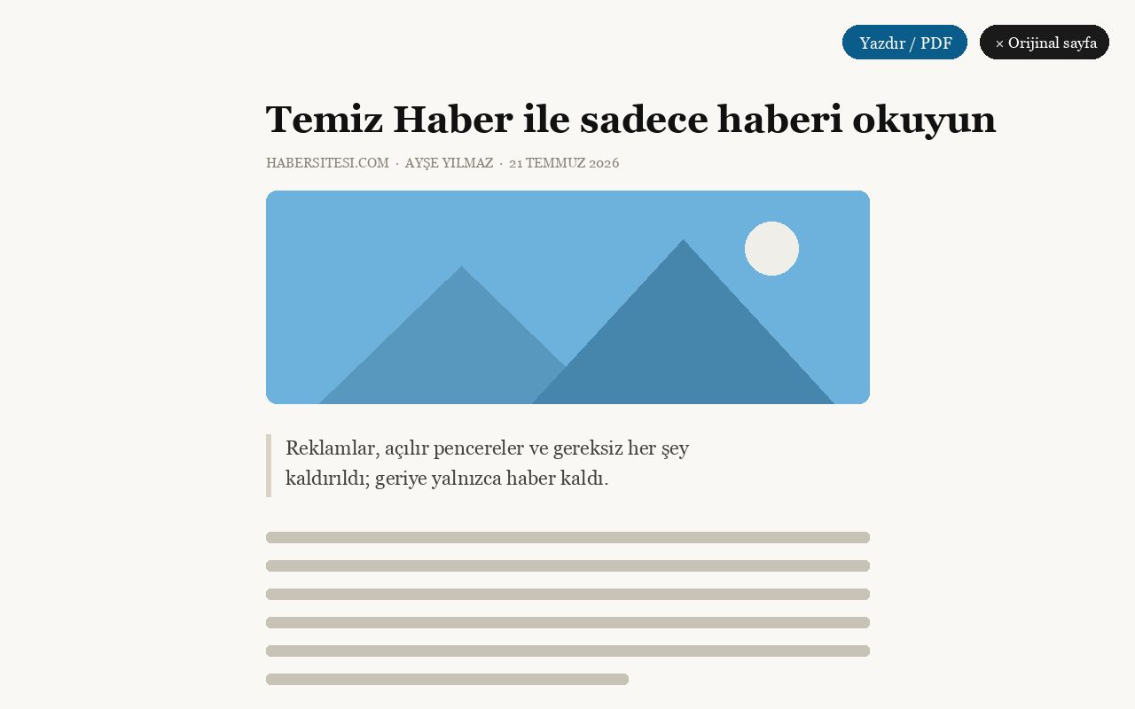Temiz Haber okuma görünümü ekran görüntüsü